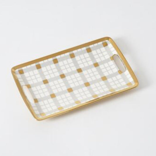 White with Gold Pattern Small Tray