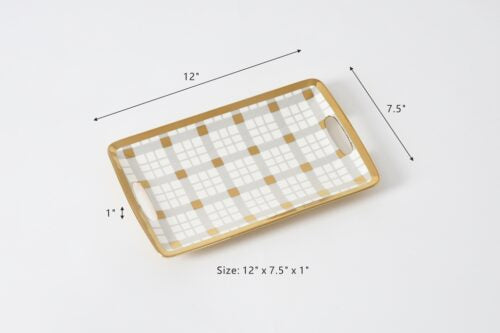 White with Gold Pattern Small Tray