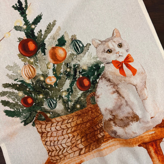 Holiday Cat Floursack Towel