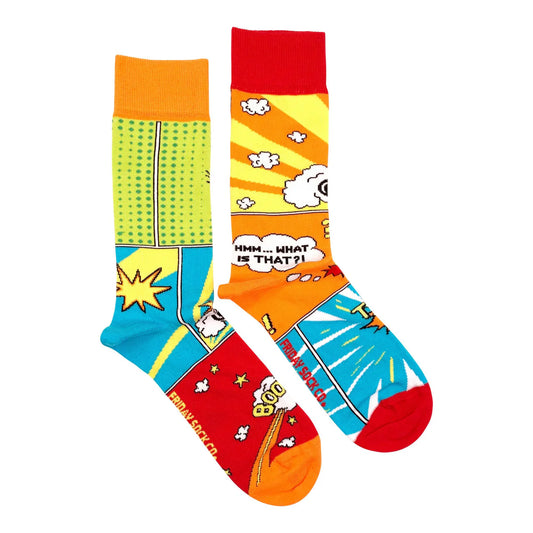 Men's Comic Book Mismatched Socks