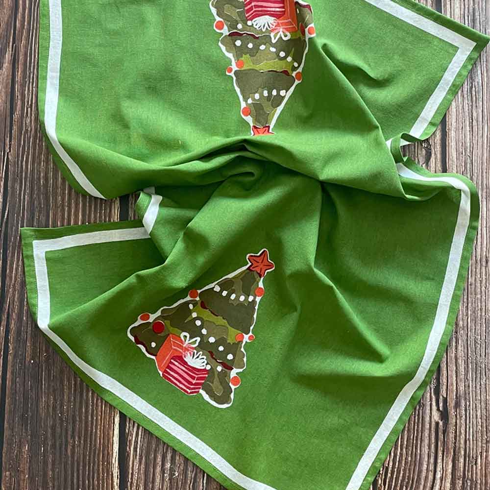 Christmas Tree Floursack Towel - Green Background