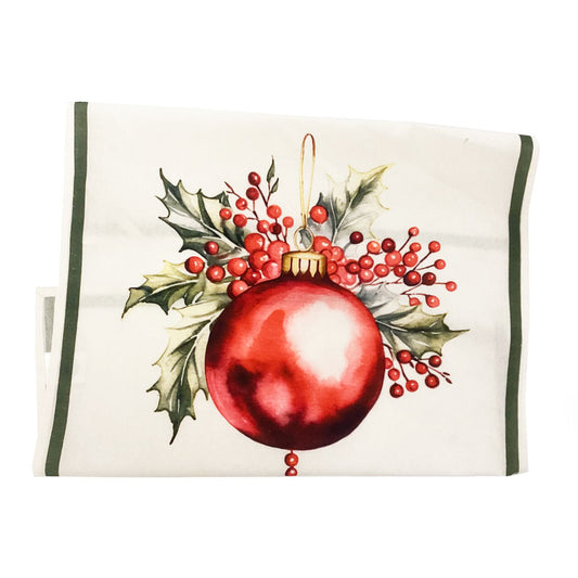 Cranberry Ornament Flour Sack Towel