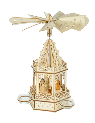 14" Tea Light Christmas Nativity Pyramid