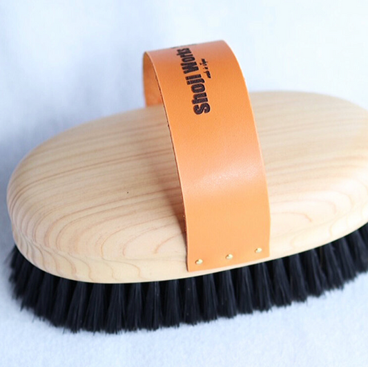 Wood & Leather Dog Brush
