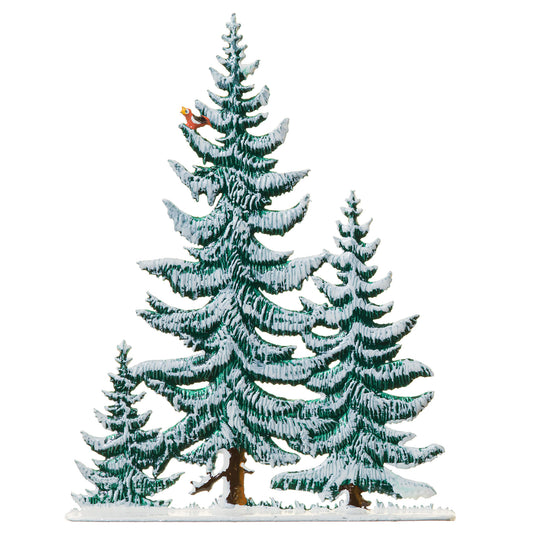Three Winter Pines Painted Pewter