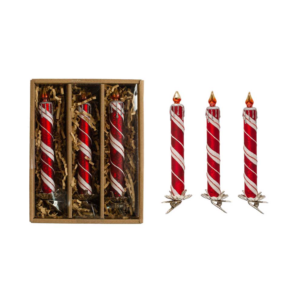 Candy Cane Striped Clip-on Candle