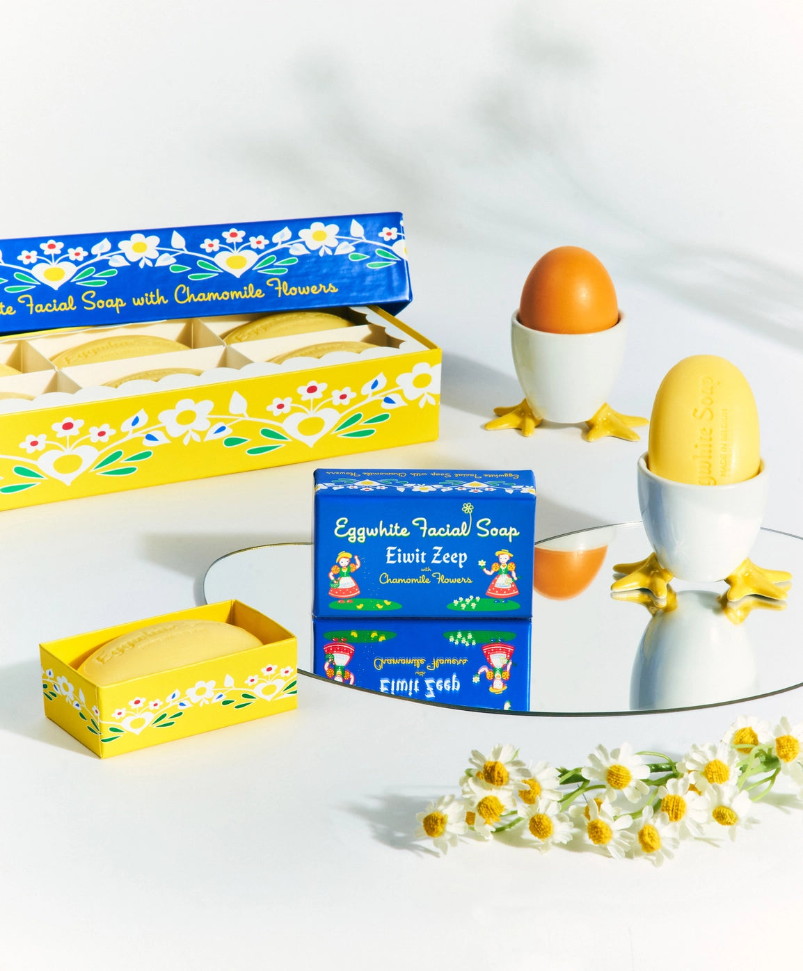 Eggwhite Chamomile Flower Facial Soap 6 Bar Gift Box Set