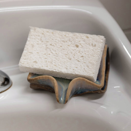 Glazed Stoneware Soap & Sponge Dish