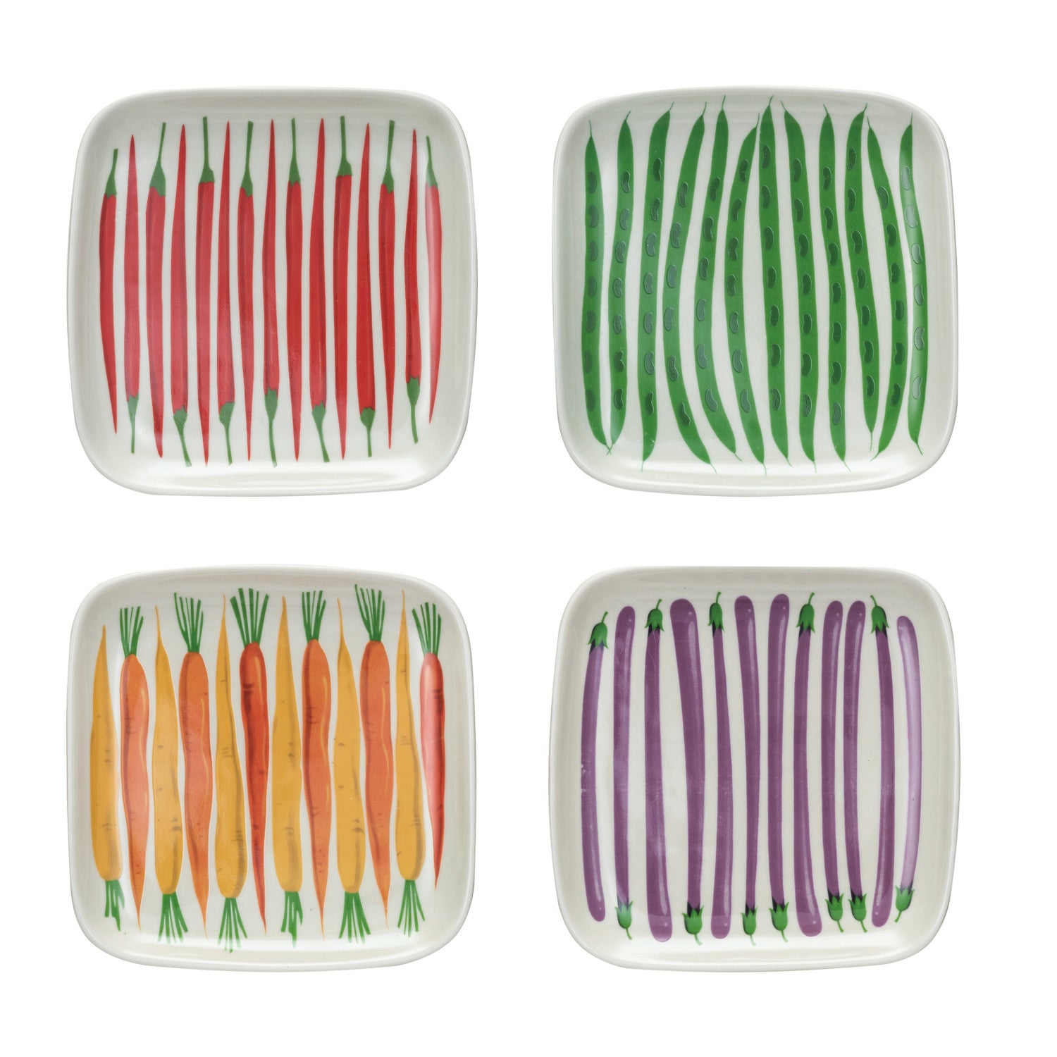 Hand-Painted Stoneware Plate w/ Vegetables, 4 Styles