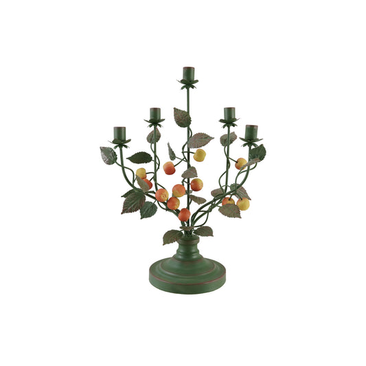 Hand-Painted Iron Crabapple Candelabra