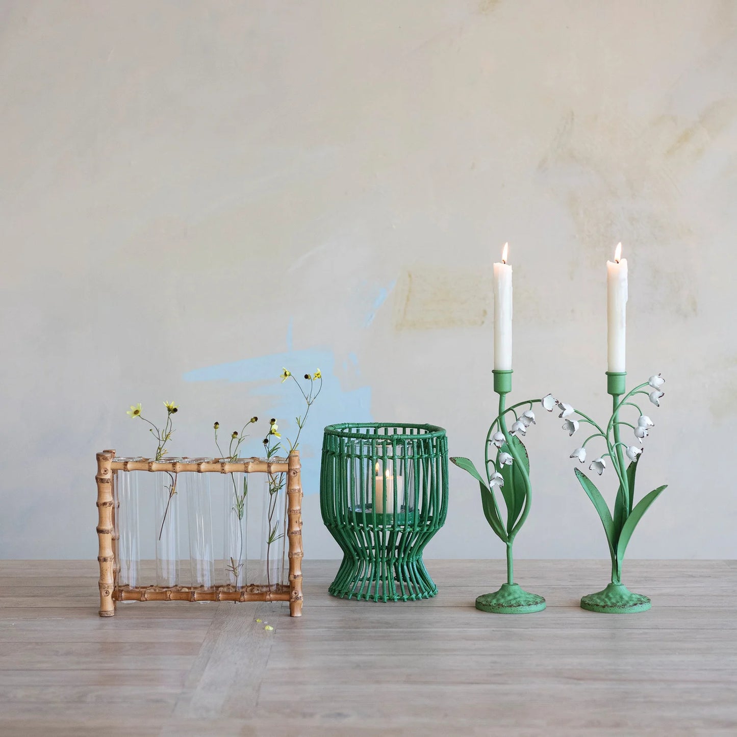 Metal Lily of the Valley Taper Candle Holder