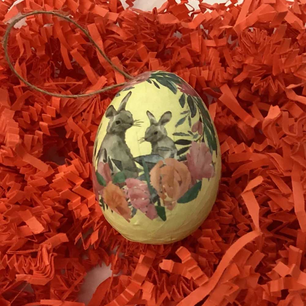 Easter Egg Yellow With Floral Bunny