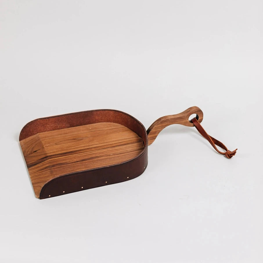 Wood and Leather Dustpan