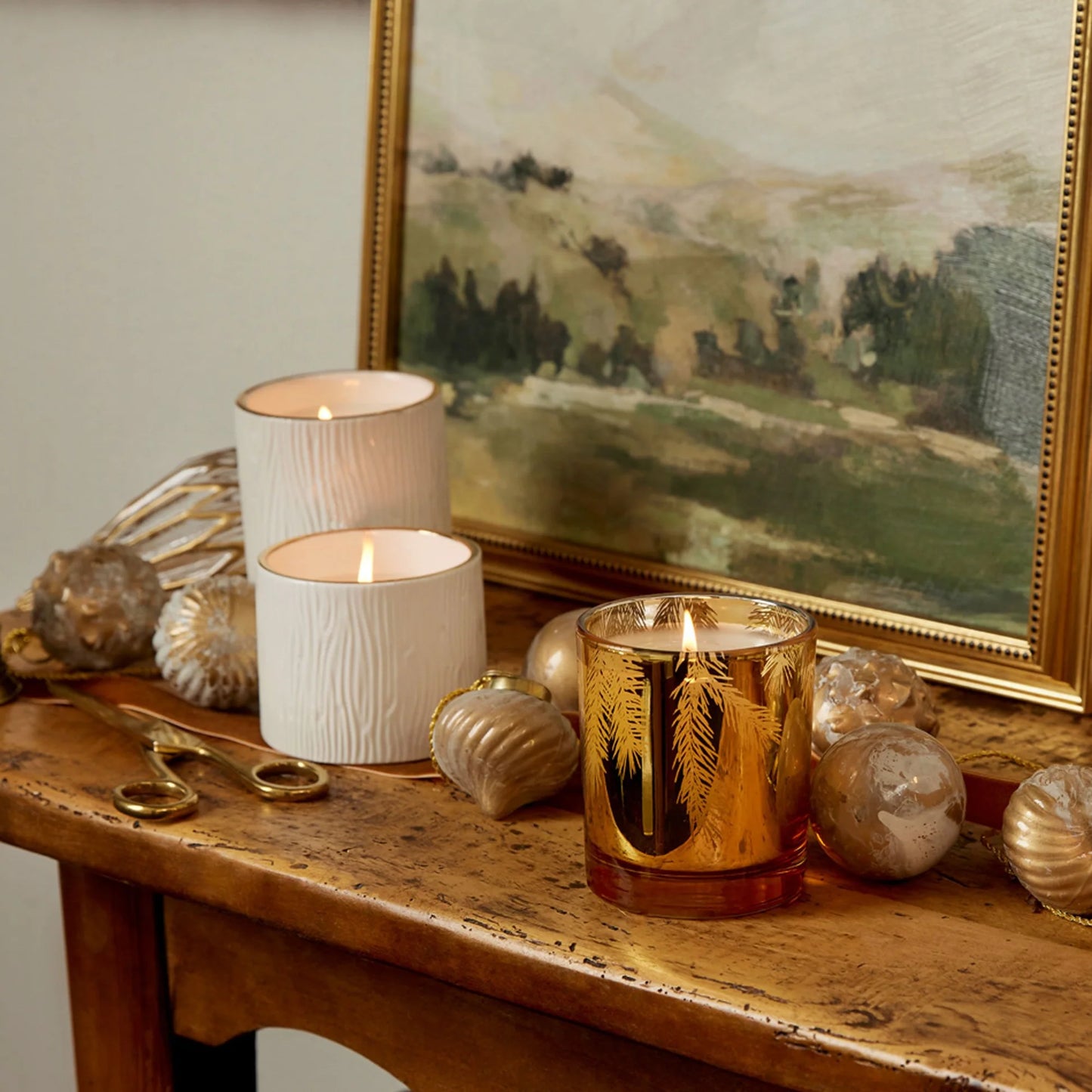 Thymes Frasier Fir Gilded Gold Candle - 3 Sizes