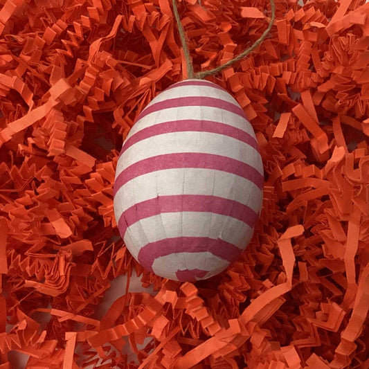 Easter Egg White With Pink Stripes