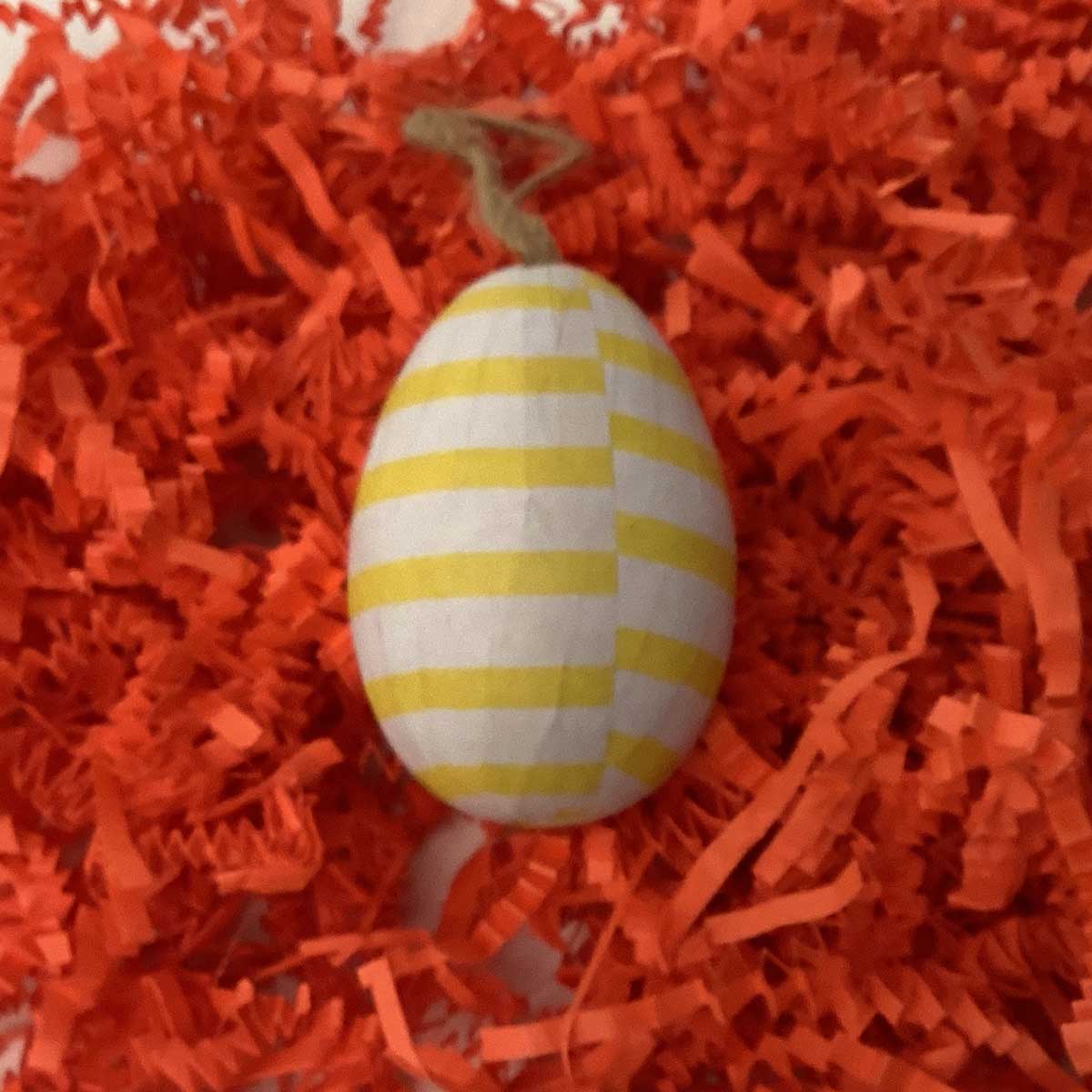 Easter Egg White With Yellow Stripes