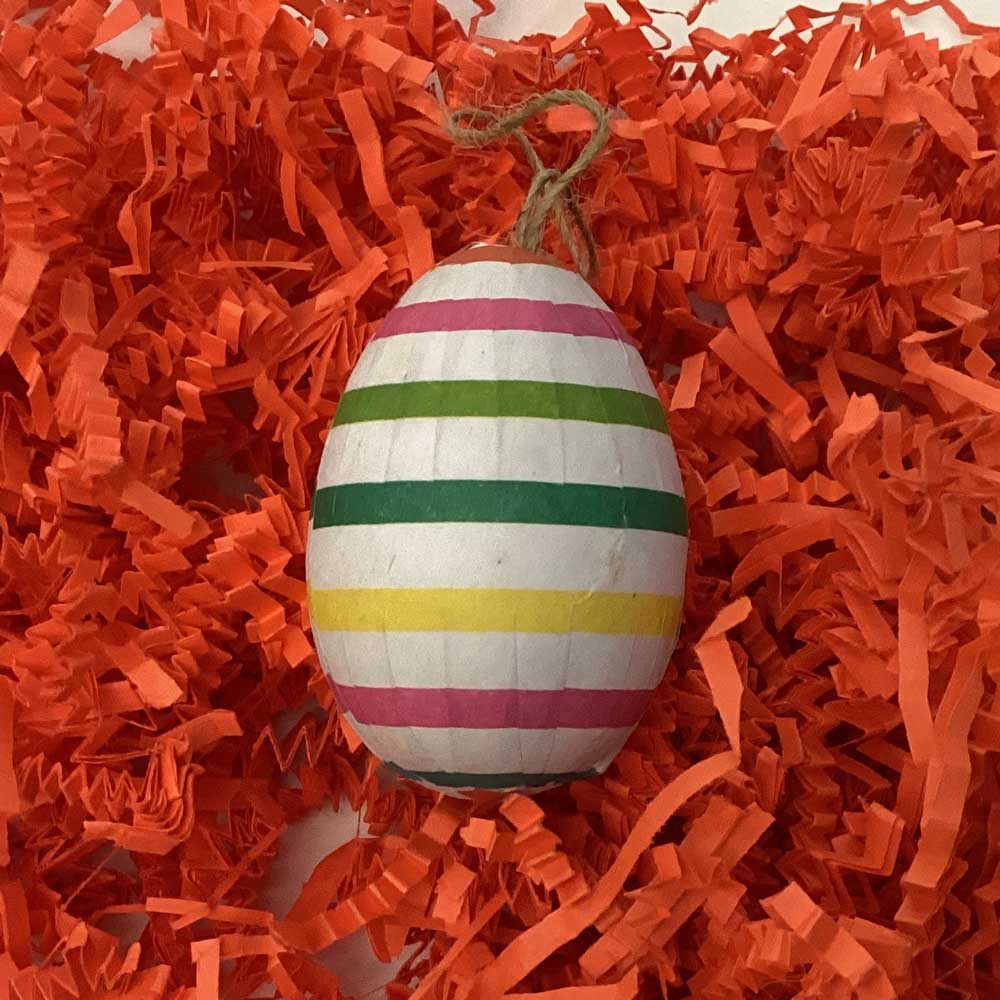 Easter Egg White With Multicolor Stripes