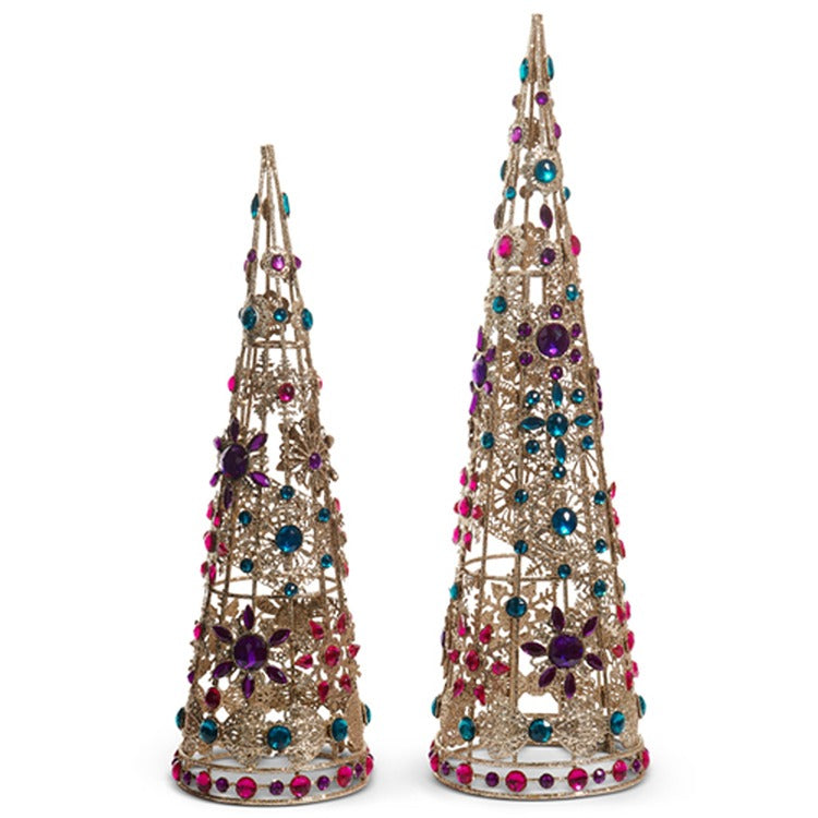 18" Multicolor Brooch Cone Trees