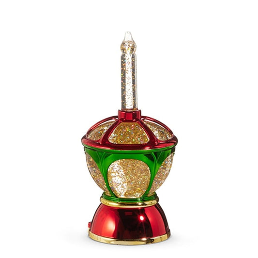 9.5" Lighted Swirling Glitter Water Candle Lantern
