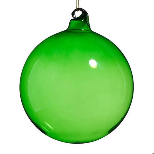 4" Green Sheer Blown Glass Ball Ornament