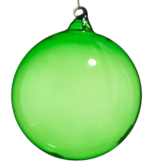5" Green Sheer Blown Glass Ball Ornament