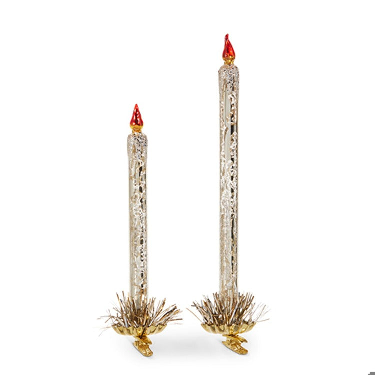 9.5" Silver Candlestick Clip- On Ornaments