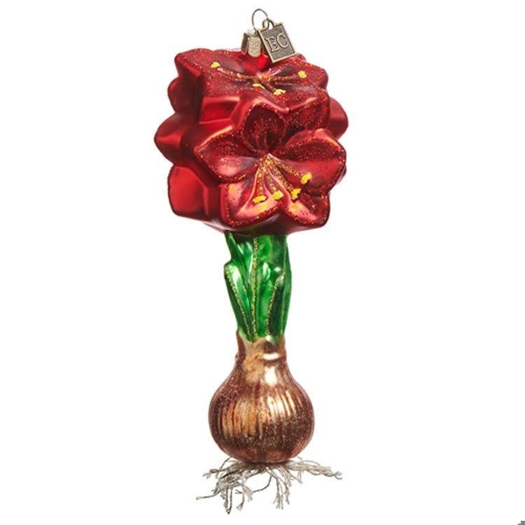 EC 6" Red Amaryllis Bulb Ornament