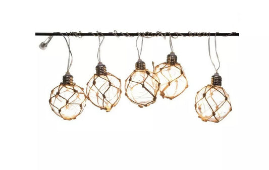 Kurt Adler 25 Light Clear Ball w/ Burlap Rope Set