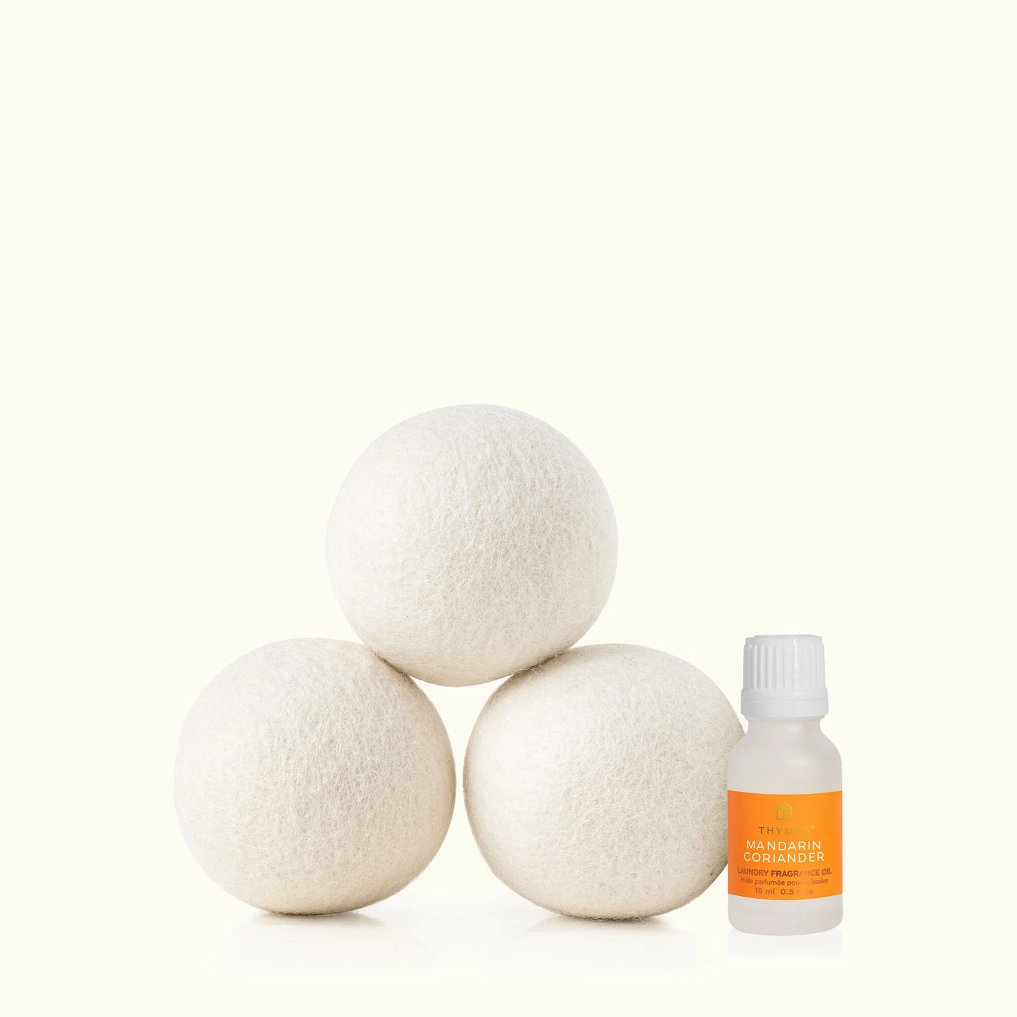 Thymes Mandarin Coriander Wool Dryer Balls and Oil Set