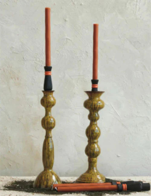 Set of 2 Witch Broom Shaped Taper Candles Unscented 10"