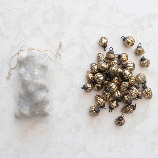 Pouch of Mercury Glass Ornaments