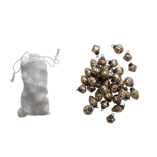Pouch of Mercury Glass Ornaments