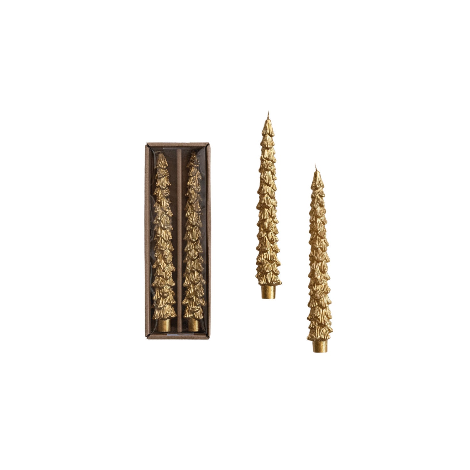 Unscented Tree Shaped Taper Candles in Box, Set of 2