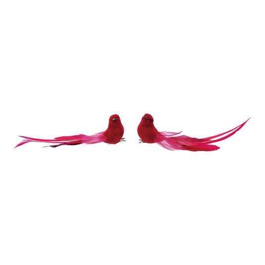 Foam, Feather & Corduroy Bird Clip-on Ornament, Red, 2 Styles