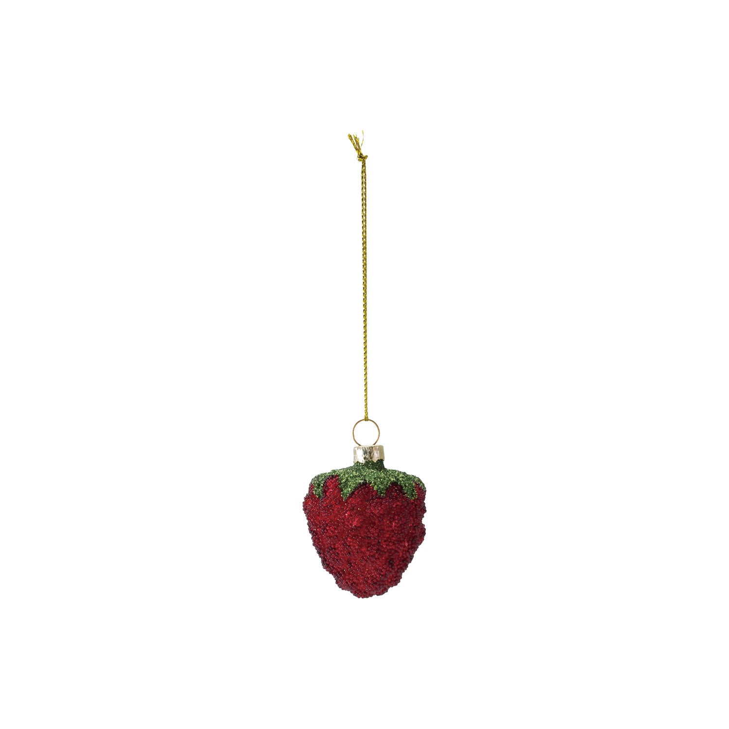 2"H Glass Beaded Strawberry Ornament, Red & Green