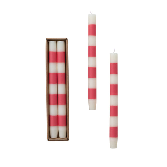 Unscented Pink and White Taper Candles