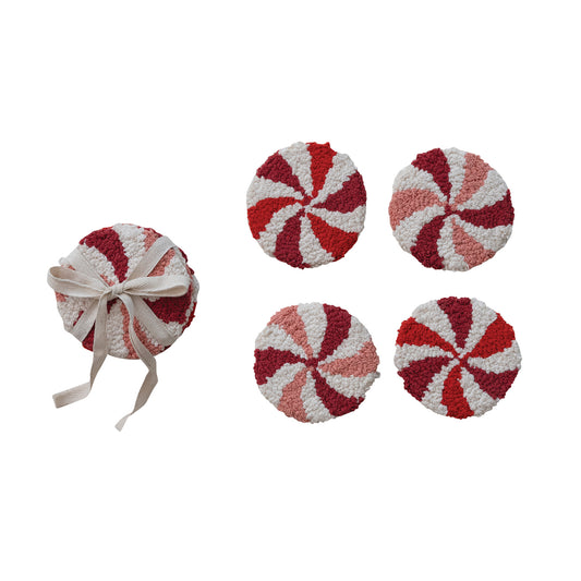 Cotton Tufted Candy Striped Coaster Set