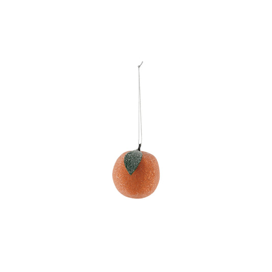Hand-Painted Paper Mache Vintage Reproduction Orange Ornament with Glitter & Sugar
