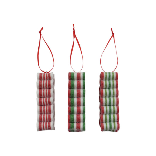 Clay Striped Ribbon Candy Ornament