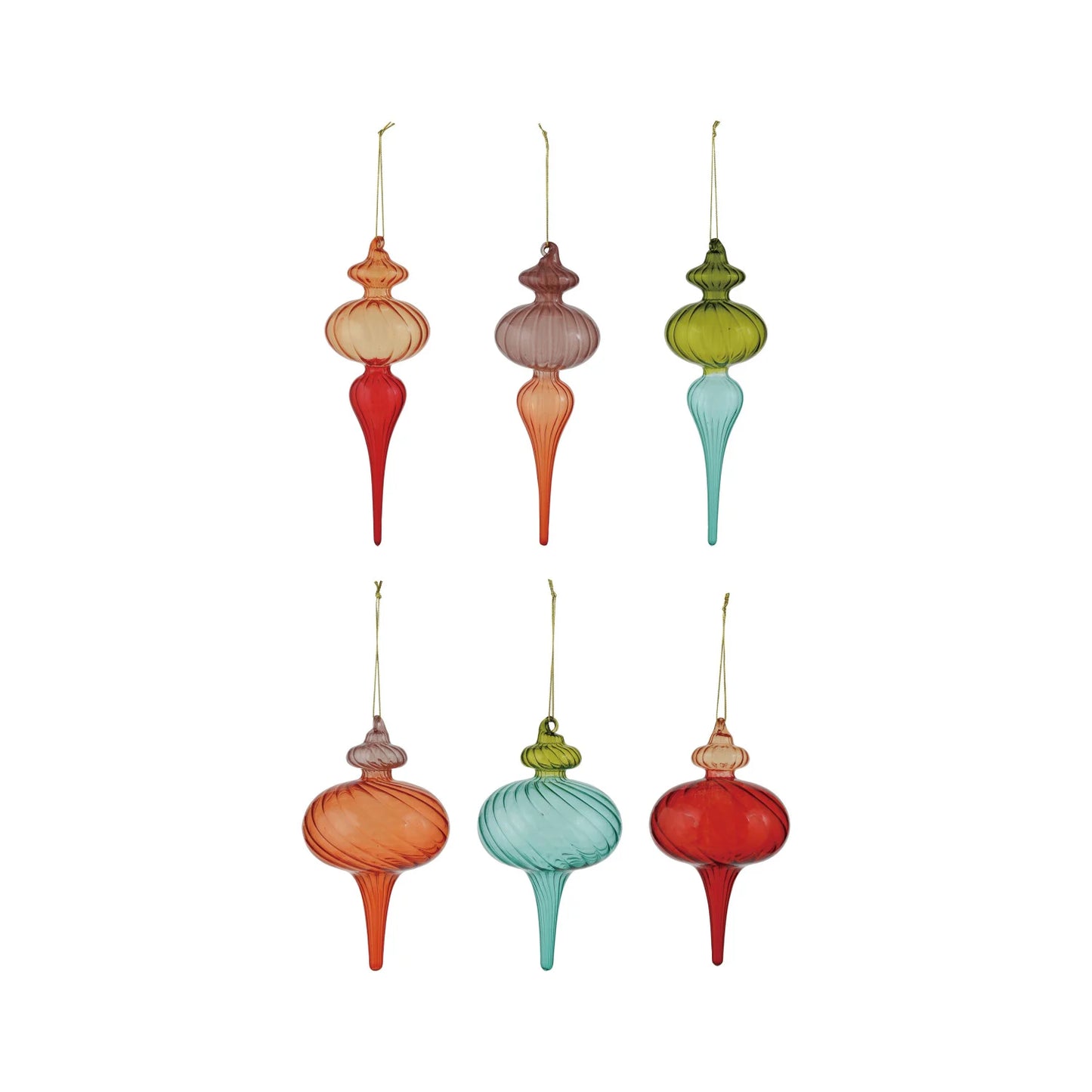 Glass Two-Tone Finial Ornaments