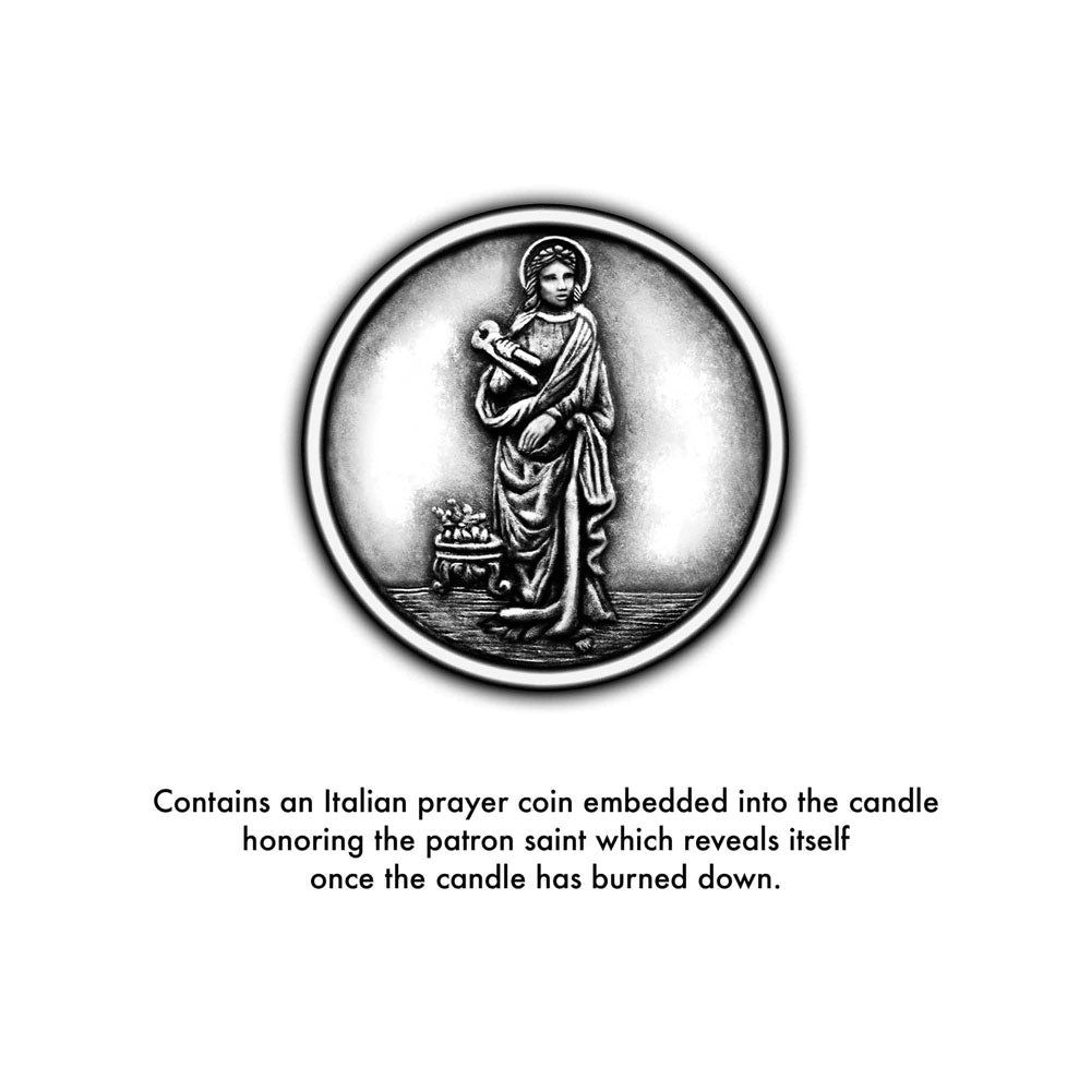 Saint Agatha Breast Cancer Prayer Coin Candle