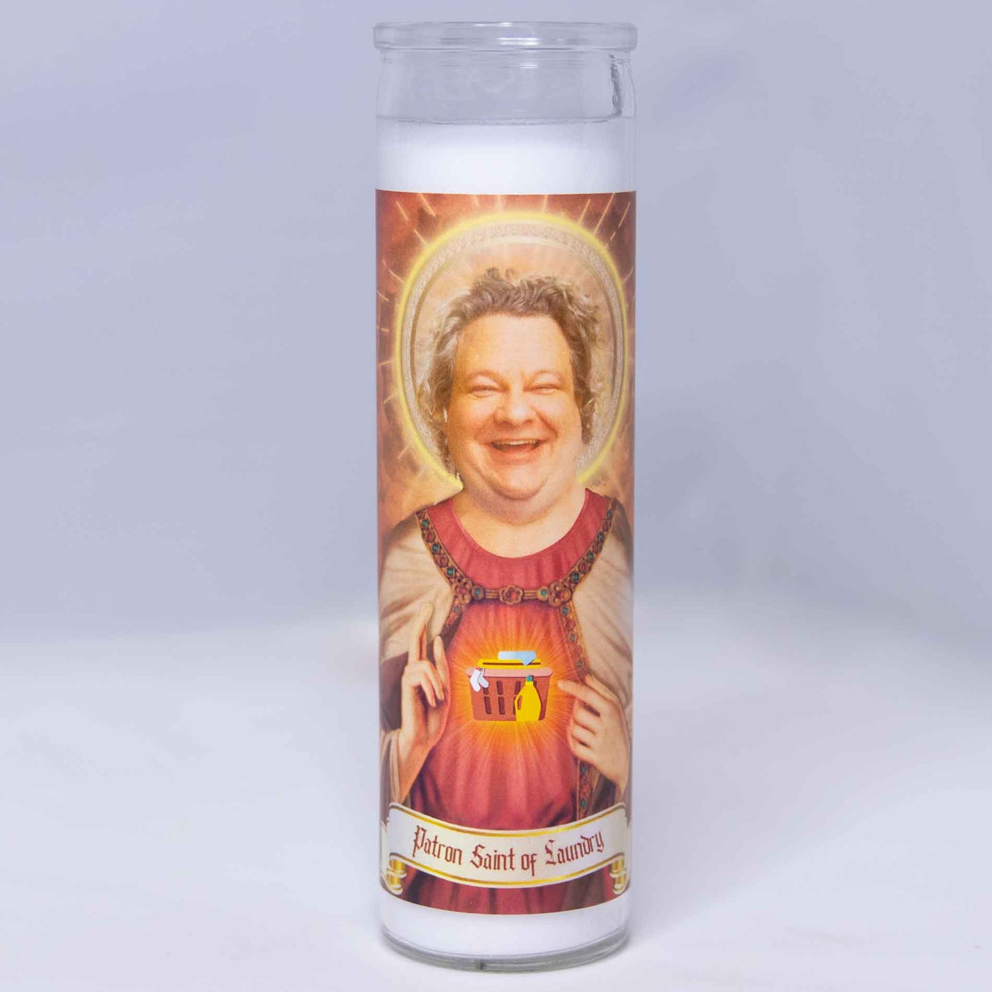The laundry evangelist / the laundry guy's candle Patron Saint of Laundry