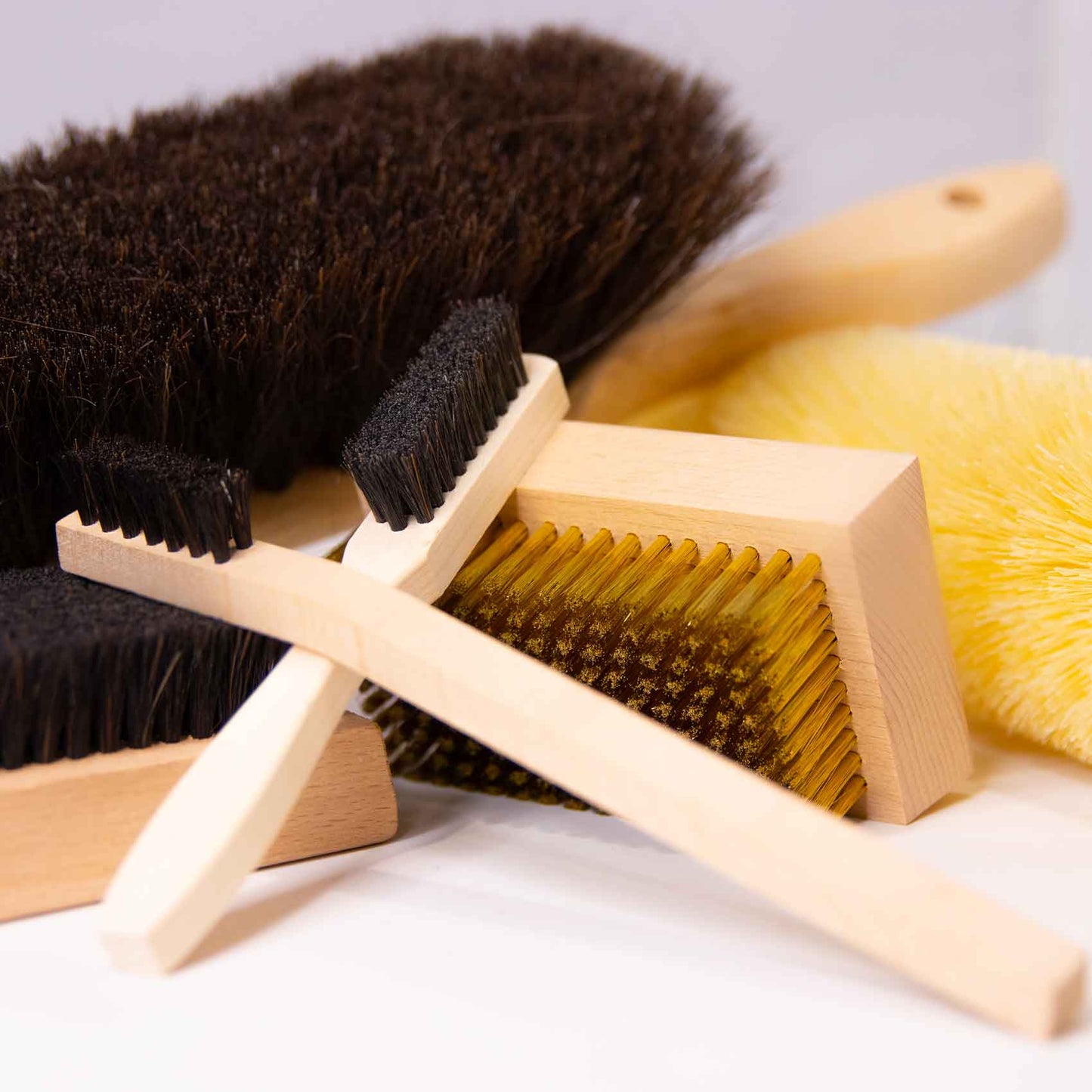 Horse hair brushes that the laundry guy uses