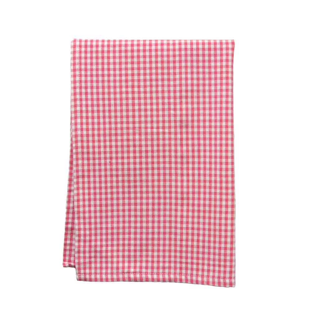 Pink and white checkered kitchen hand towel the Laundry Evangelist