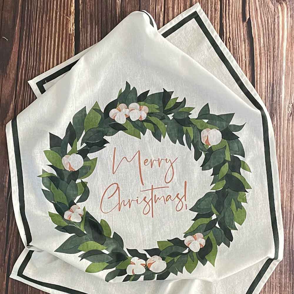 wreath floursack towel