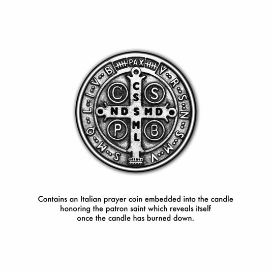 Saint Benedict Saint of Peace and Protection From Evil Prayer Coin Candle