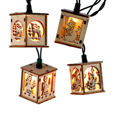 Kurt Adler Wooden Lantern Lights